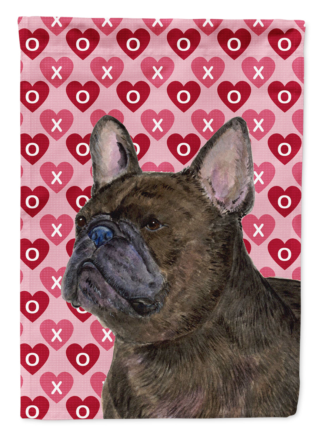 French Bulldog Hearts Love Valentine&#39;s Day Flag Canvas House Size  the-store.com.