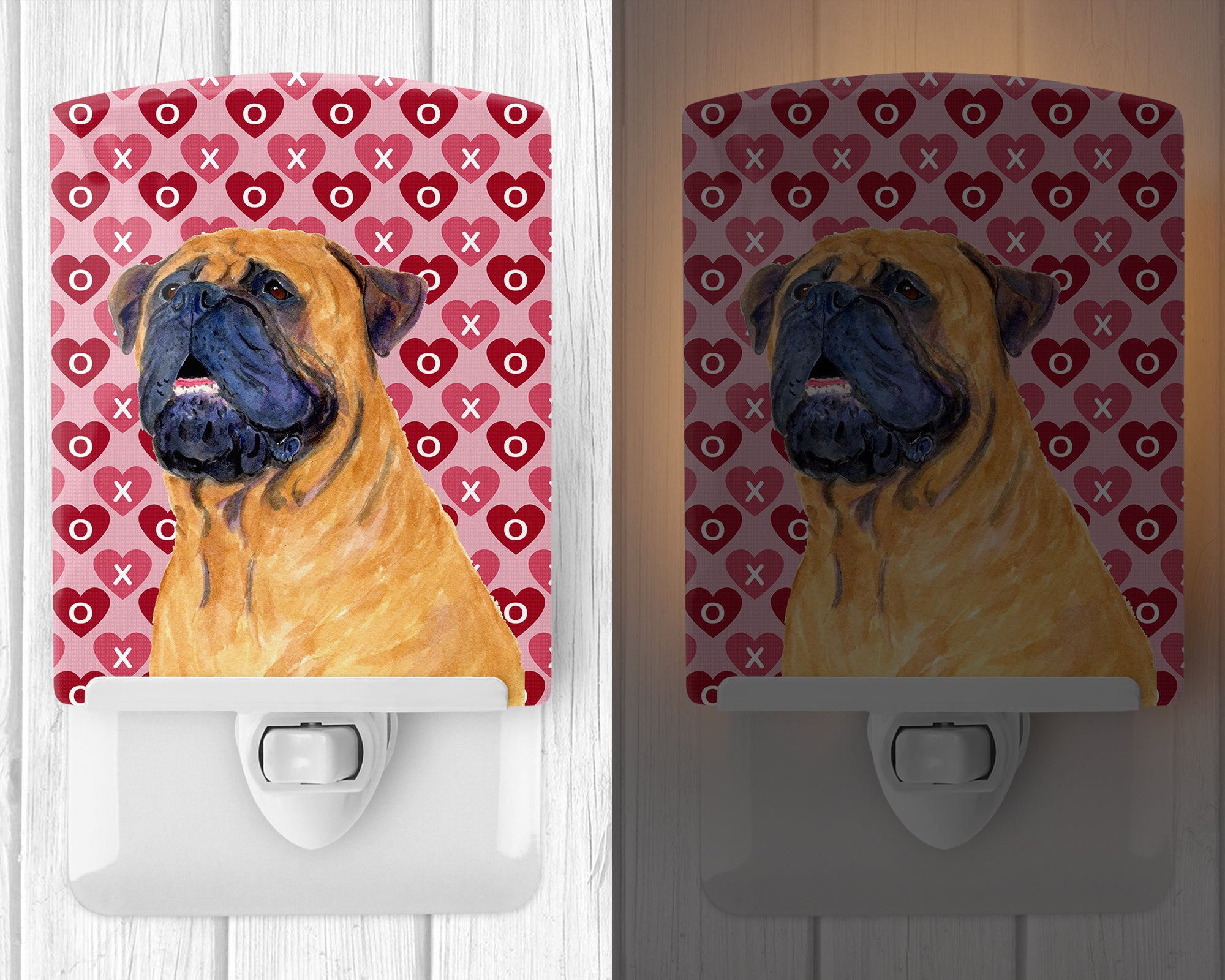 Mastiff Hearts Love and Valentine's Day Portrait Ceramic Night Light SS4520CNL - the-store.com