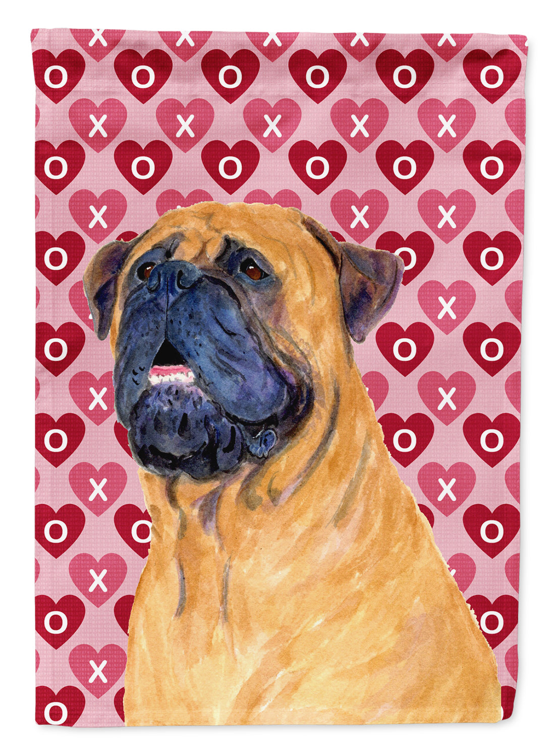 Mastiff Hearts Love and Valentine&#39;s Day Portrait Flag Garden Size.