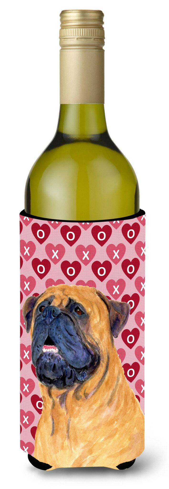 Mastiff Hearts Love and Valentine&#39;s Day Portrait Wine Bottle Beverage Insulator Beverage Insulator Hugger by Caroline&#39;s Treasures