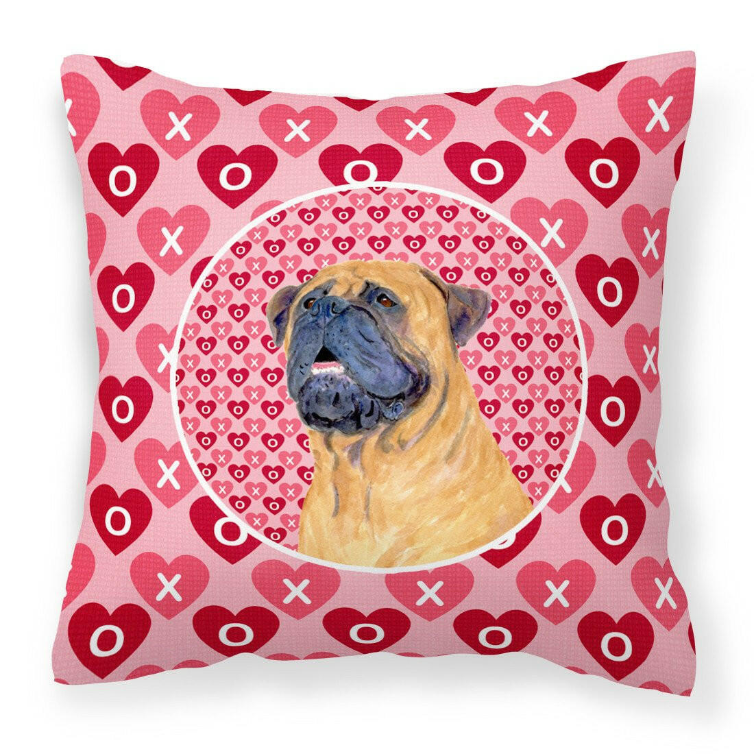 Mastiff Hearts Love and Valentine&#39;s Day Portrait Fabric Decorative Pillow SS4520PW1414 by Caroline&#39;s Treasures