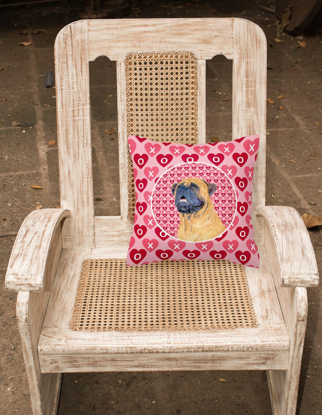 Mastiff Hearts Love and Valentine's Day Portrait Fabric Decorative Pillow SS4520PW1414 by Caroline's Treasures