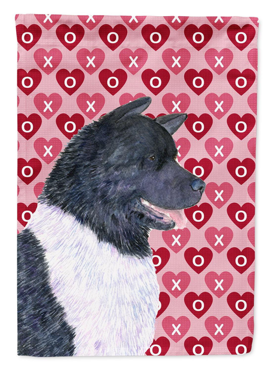 Akita Hearts Love and Valentine&#39;s Day Portrait Flag Garden Size