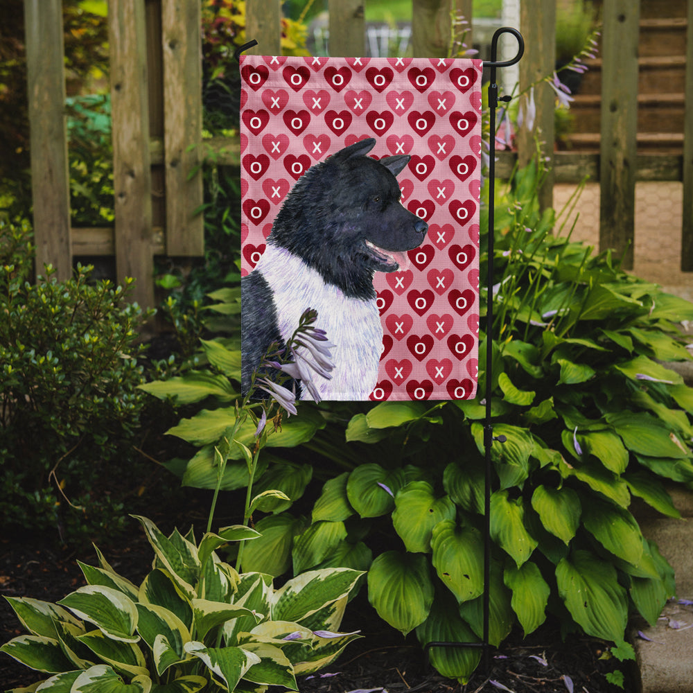 Akita Hearts Love and Valentine's Day Portrait Flag Garden Size.