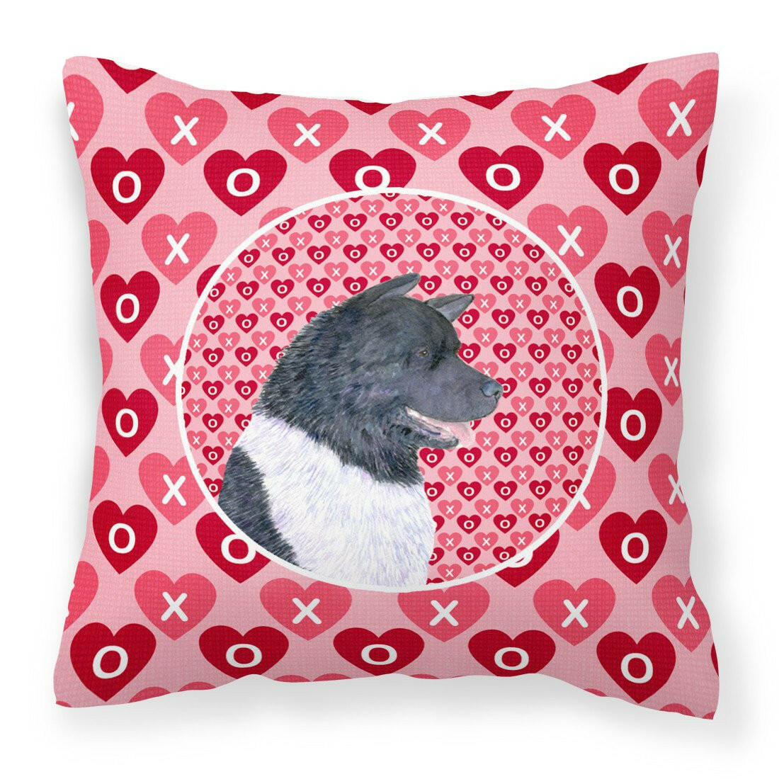 Akita Hearts Love and Valentine's Day Portrait Fabric Decorative Pillow SS4521PW1414 by Caroline's Treasures