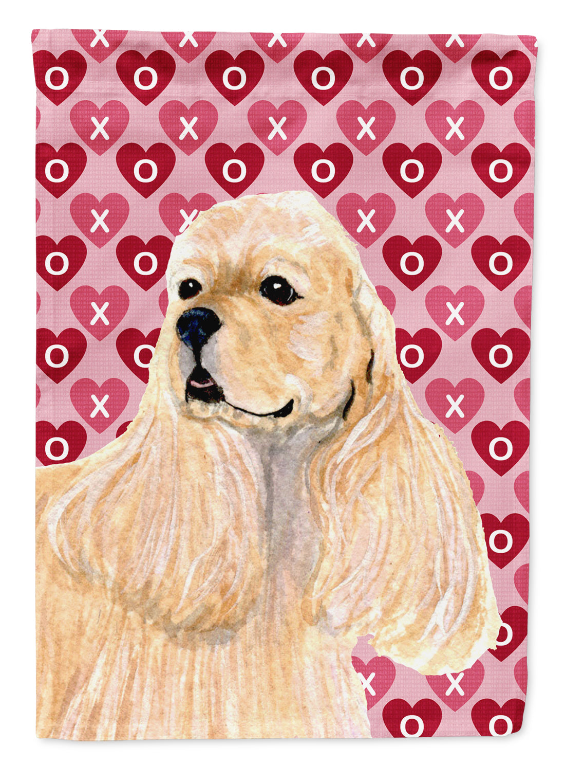 Cocker Spaniel Hearts Love and Valentine&#39;s Day Portrait Flag Canvas House Size