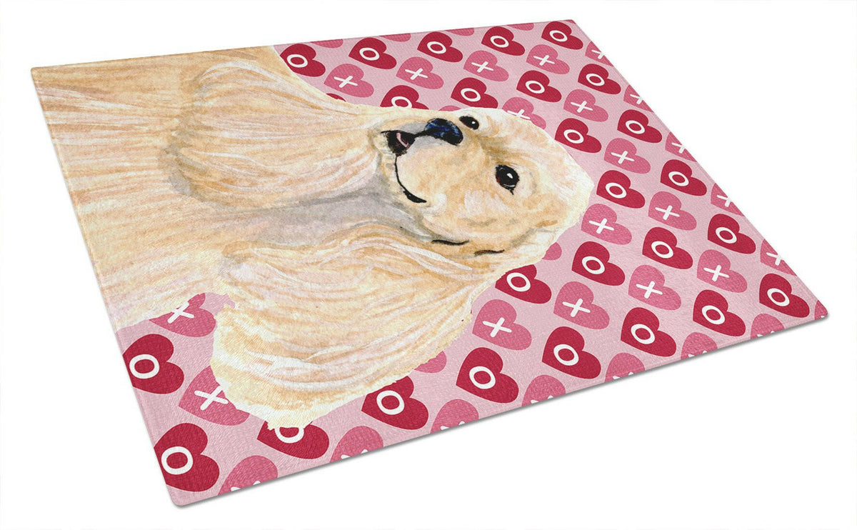 Cocker Spaniel Hearts Love and Valentine&#39;s Day Glass Cutting Board Large by Caroline&#39;s Treasures