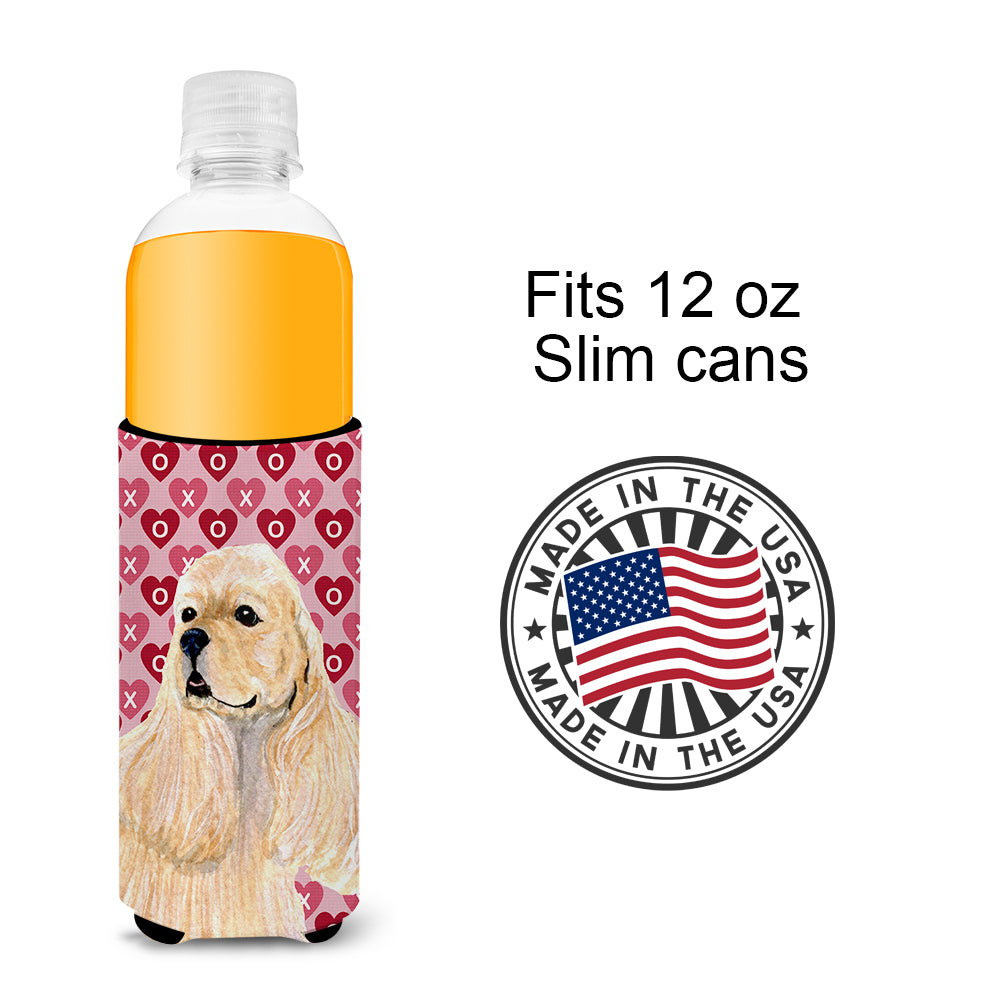 Buff Cocker Spaniel Hearts Love Valentine's Day Ultra Beverage Insulators for slim cans SS4522MUK.