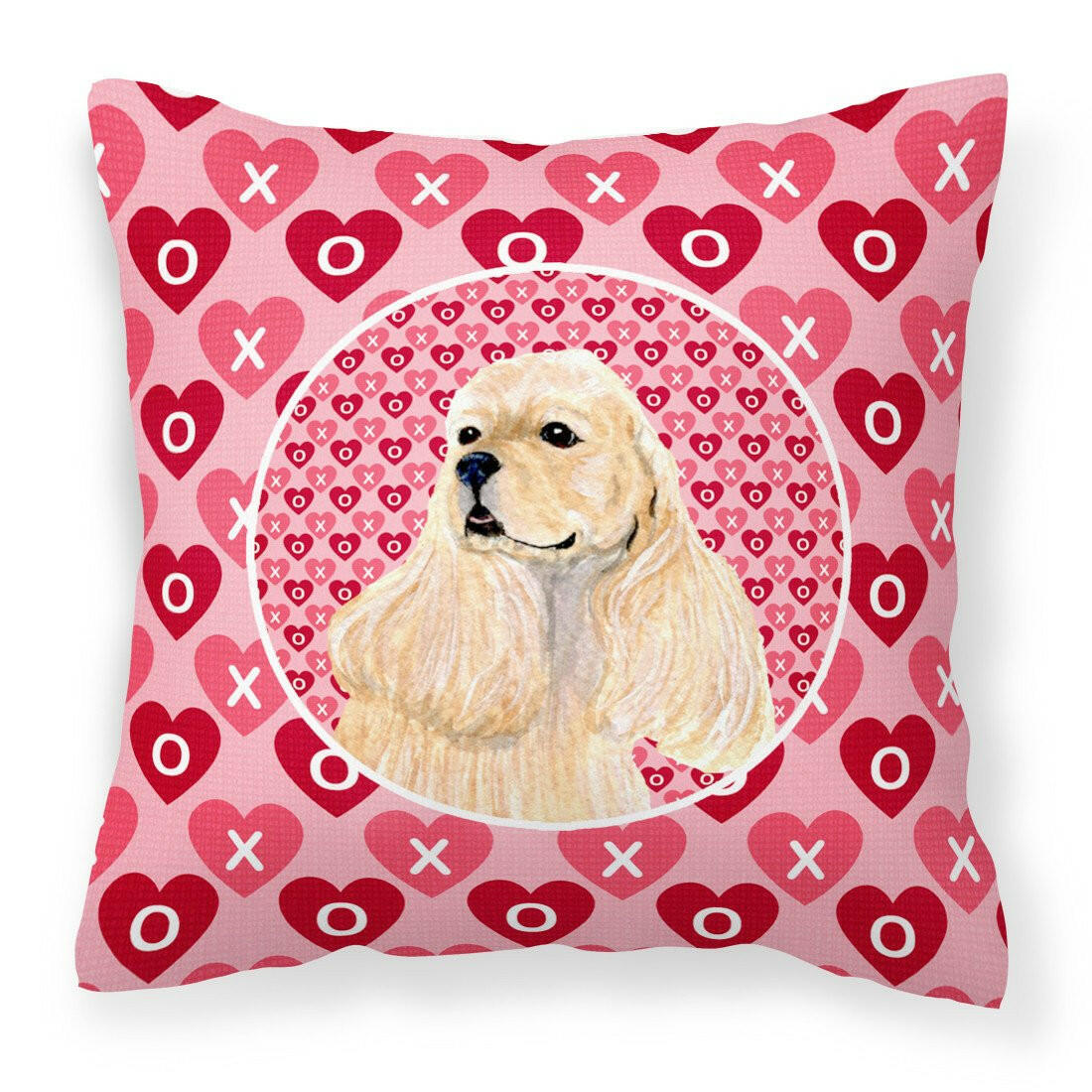 Buff Cocker Spaniel Hearts Love Valentine's Day Fabric Decorative Pillow SS4522PW1414 by Caroline's Treasures