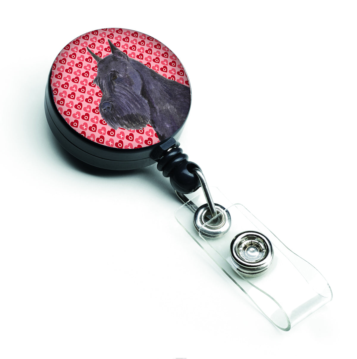 Schnauzer Love Retractable Badge Reel or ID Holder with Clip.