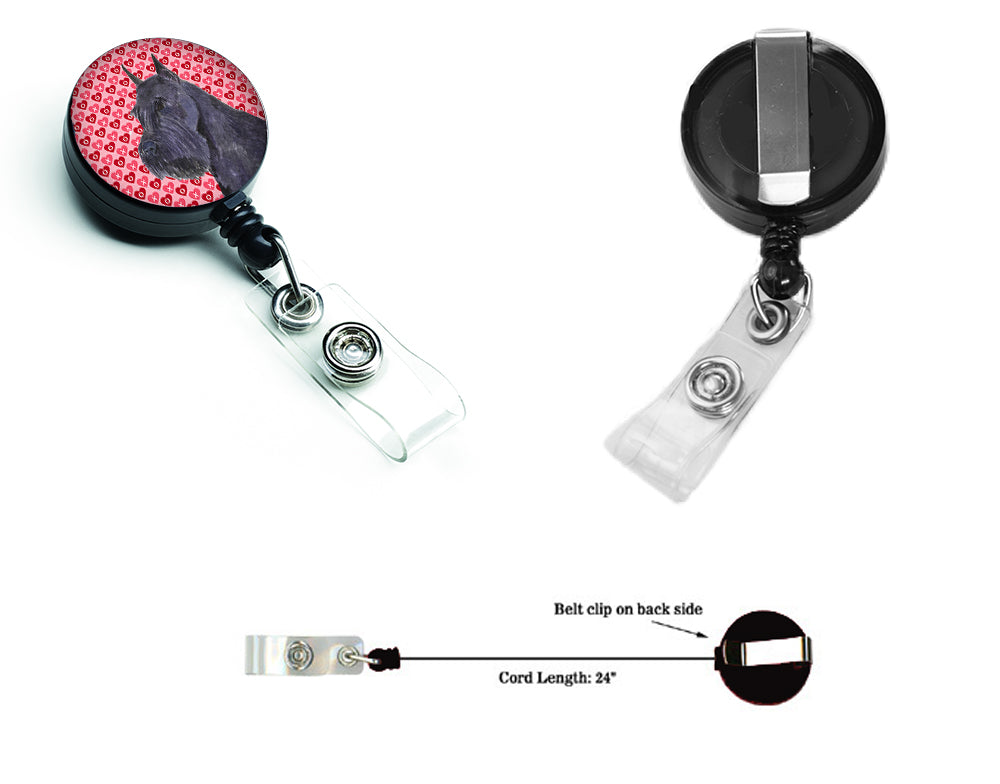 Schnauzer Love Retractable Badge Reel or ID Holder with Clip.