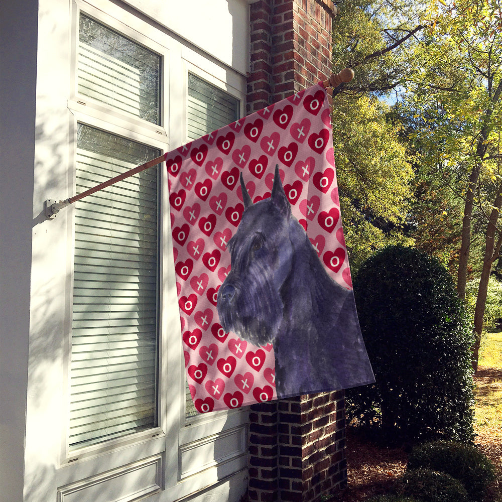 Schnauzer Hearts Love Valentine's Day Flag Canvas House Size