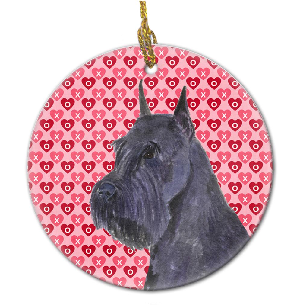 Schnauzer Hearts Love and Valentine&#39;s Day Ceramic Ornament by Caroline&#39;s Treasures