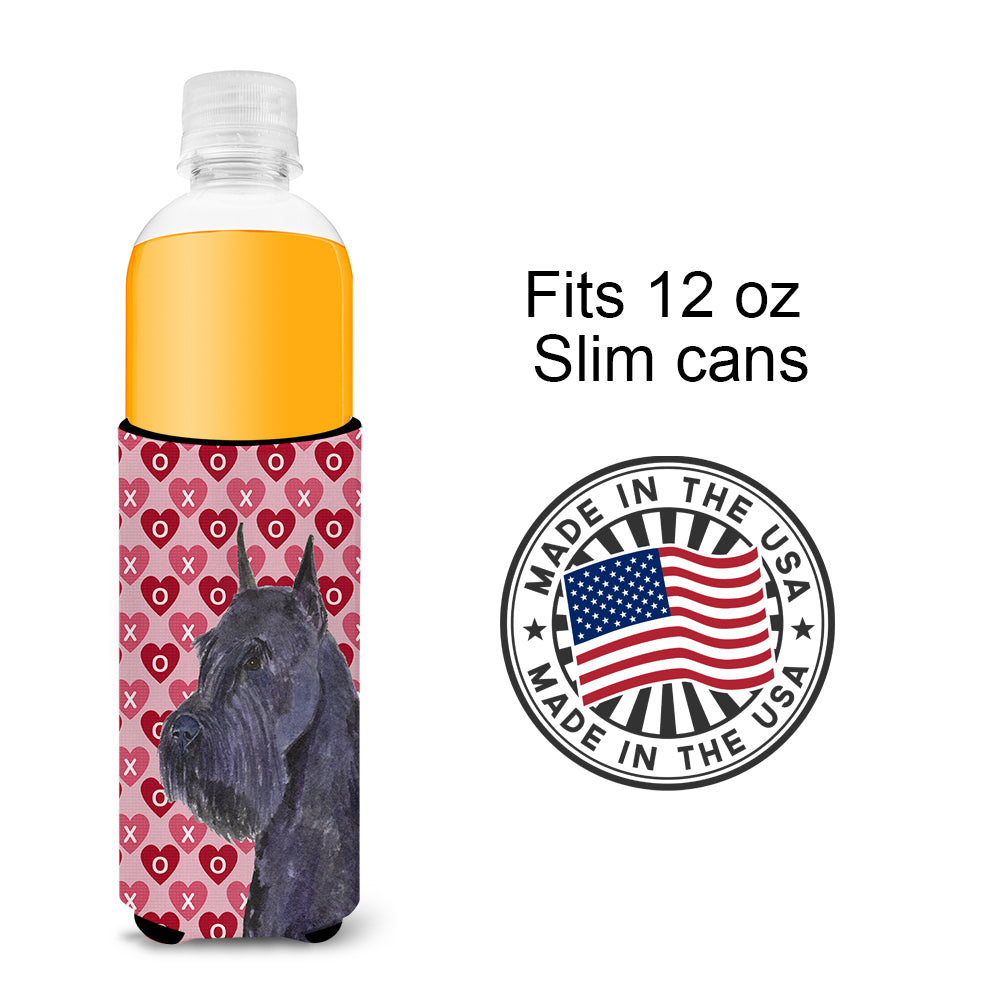 Schnauzer Hearts Love and Valentine's Day Portrait Ultra Beverage Insulators for slim cans SS4523MUK.