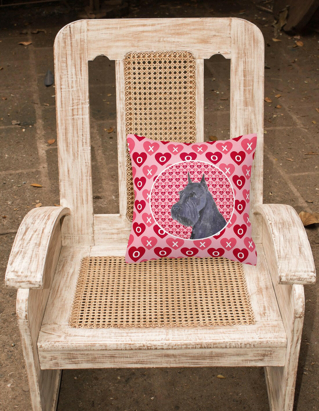 Schnauzer Hearts Love and Valentine's Day Portrait Fabric Decorative Pillow SS4523PW1414 by Caroline's Treasures