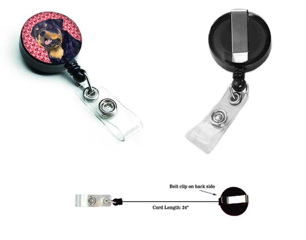 Rottweiler Love Retractable Badge Reel or ID Holder with Clip.