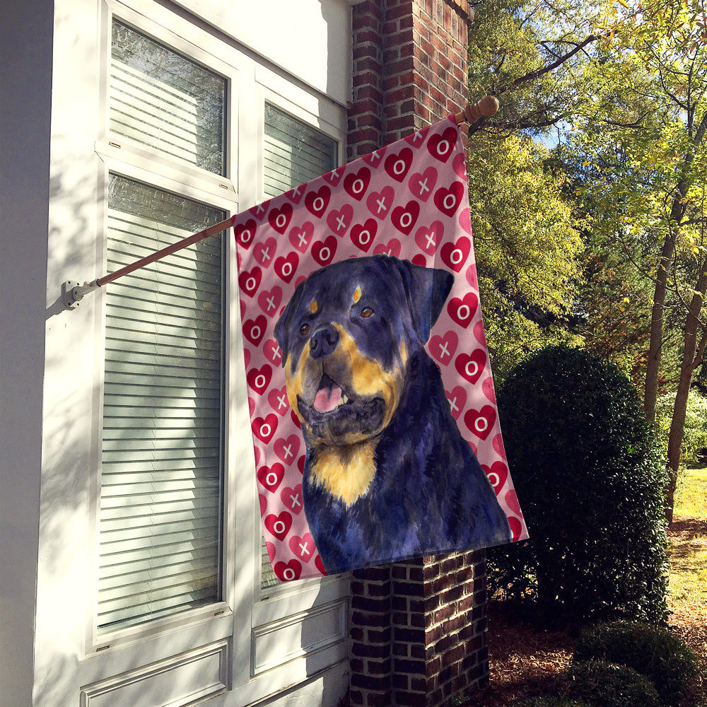 Rottweiler Hearts Love and Valentine's Day Portrait Flag Canvas House Size