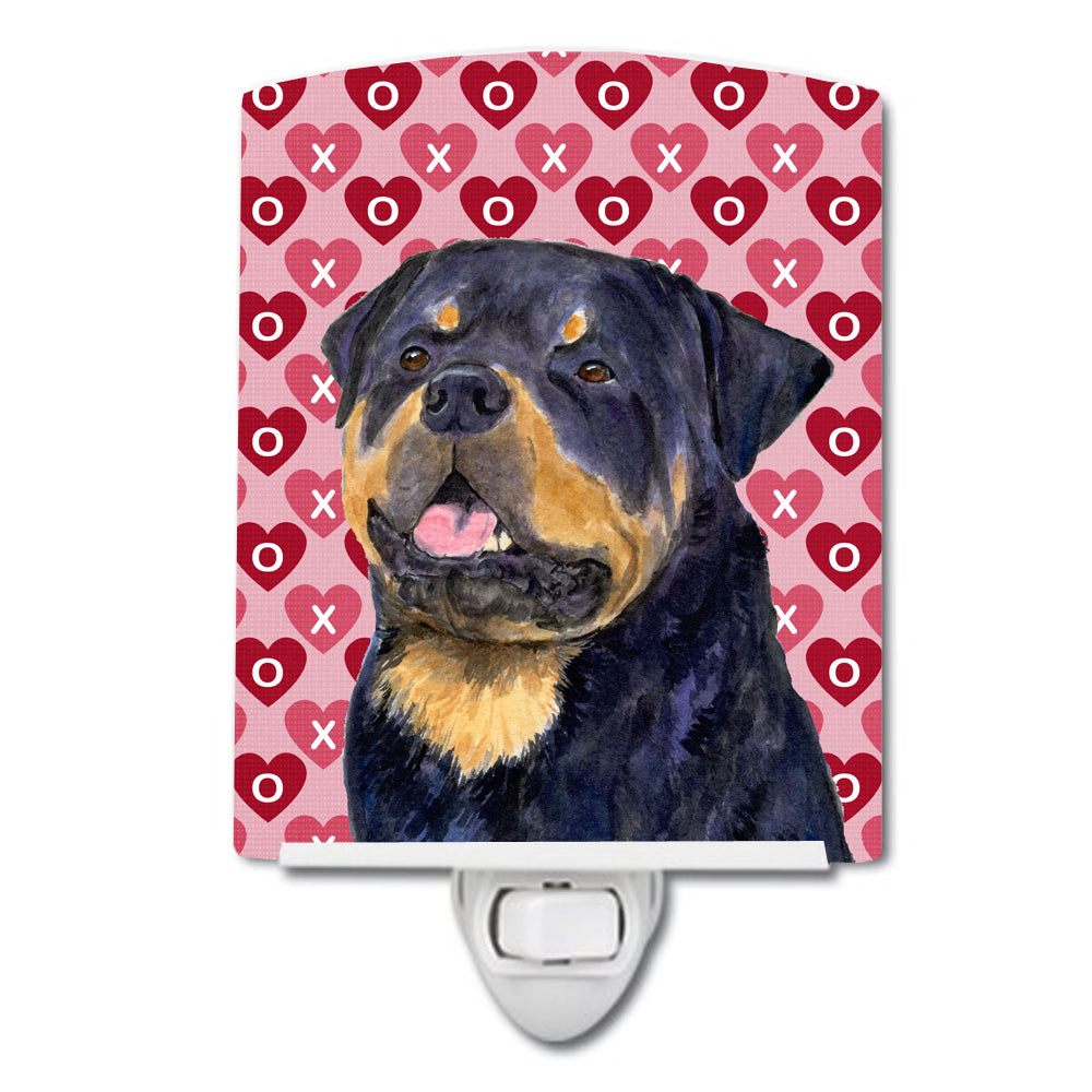 Rottweiler Hearts Love and Valentine&#39;s Day Portrait Ceramic Night Light SS4524CNL - the-store.com