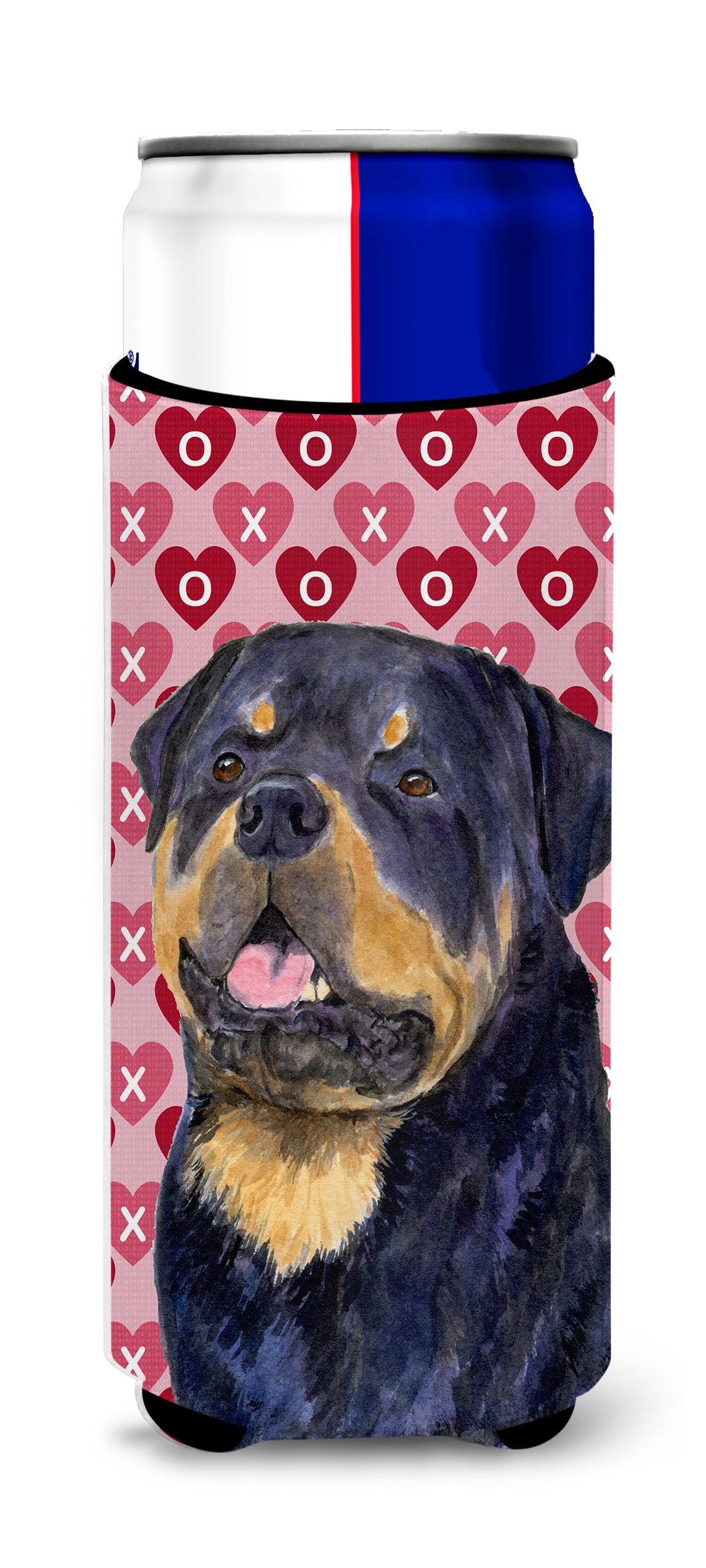 Rottweiler Hearts Love and Valentine&#39;s Day Portrait Ultra Beverage Insulators for slim cans SS4524MUK