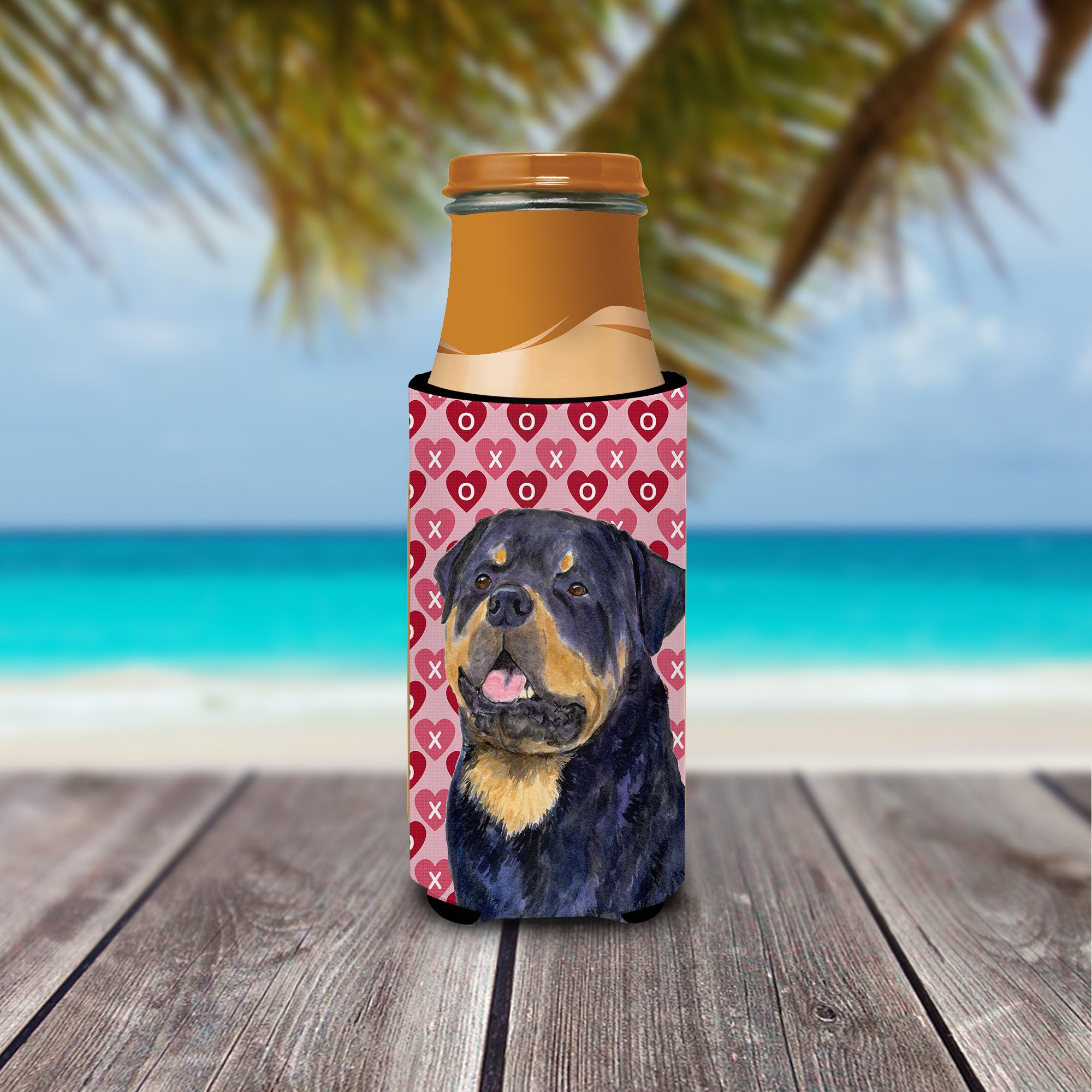 Rottweiler Hearts Love and Valentine's Day Portrait Ultra Beverage Insulators for slim cans SS4524MUK