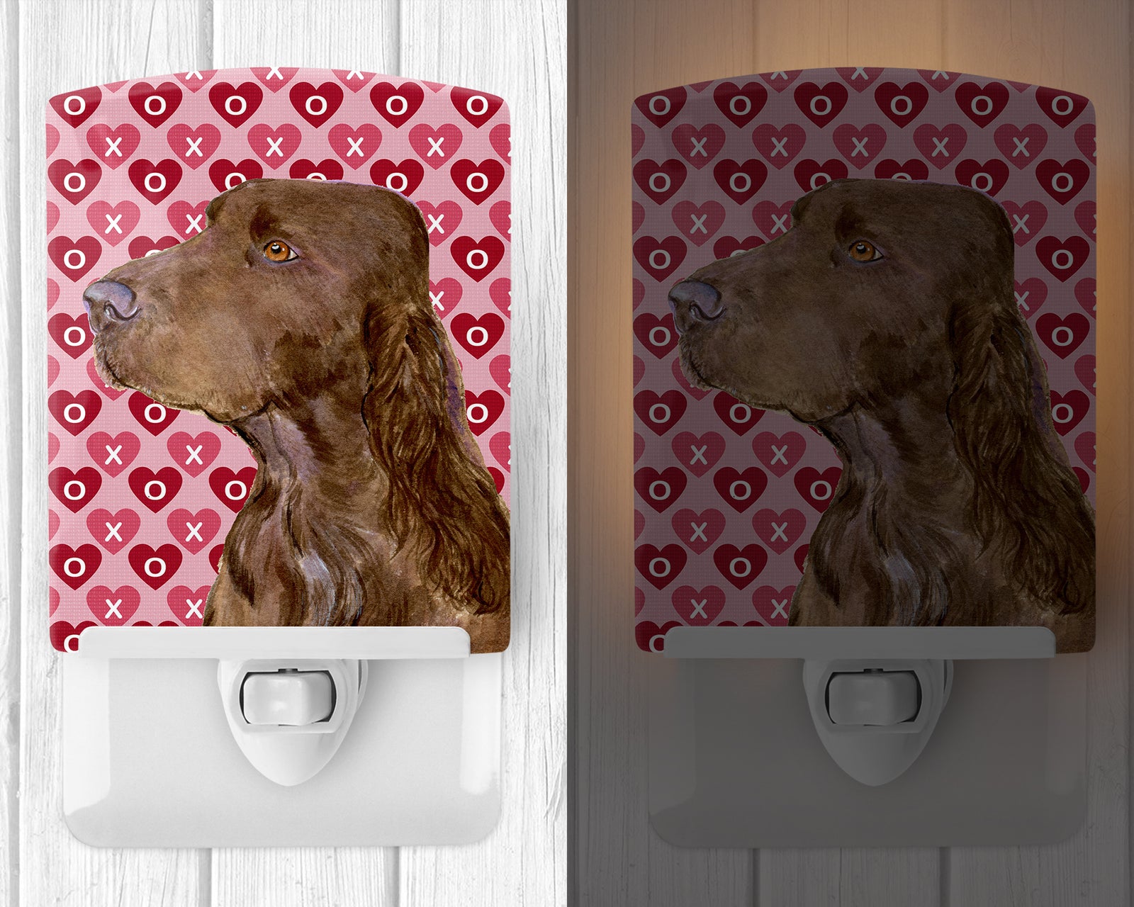 Caroline's Treasures Field Spaniel Hearts Love and Valentine's Day Portrait Ceramic Night Light SS4525CNL