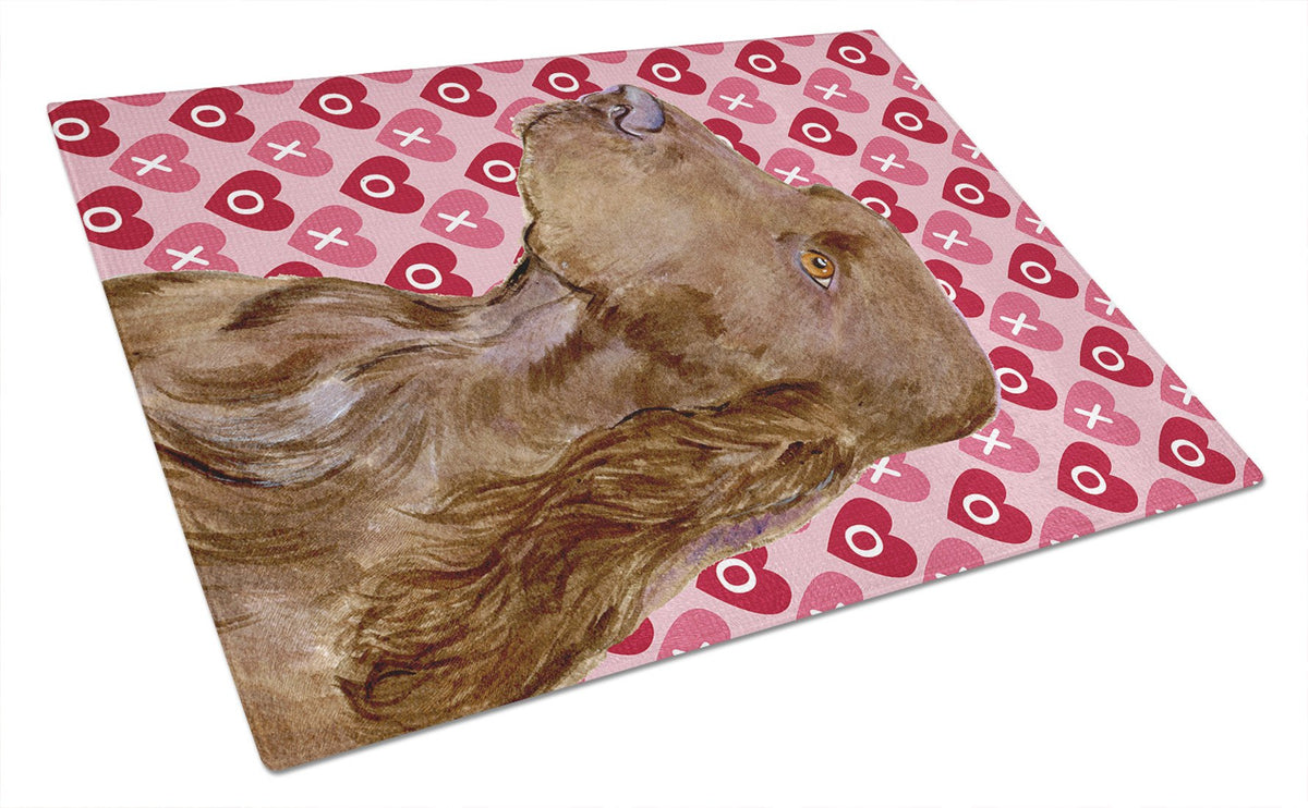 Field Spaniel Hearts Love and Valentine&#39;s Day Glass Cutting Board Large by Caroline&#39;s Treasures