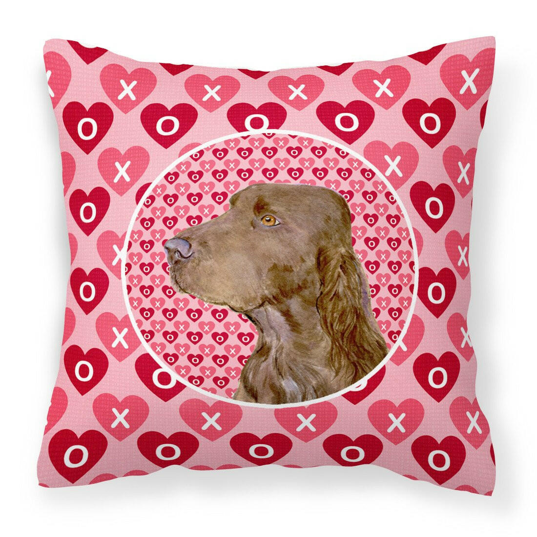 Field Spaniel Hearts Love and Valentine&#39;s Day Portrait Fabric Decorative Pillow SS4525PW1414 by Caroline&#39;s Treasures