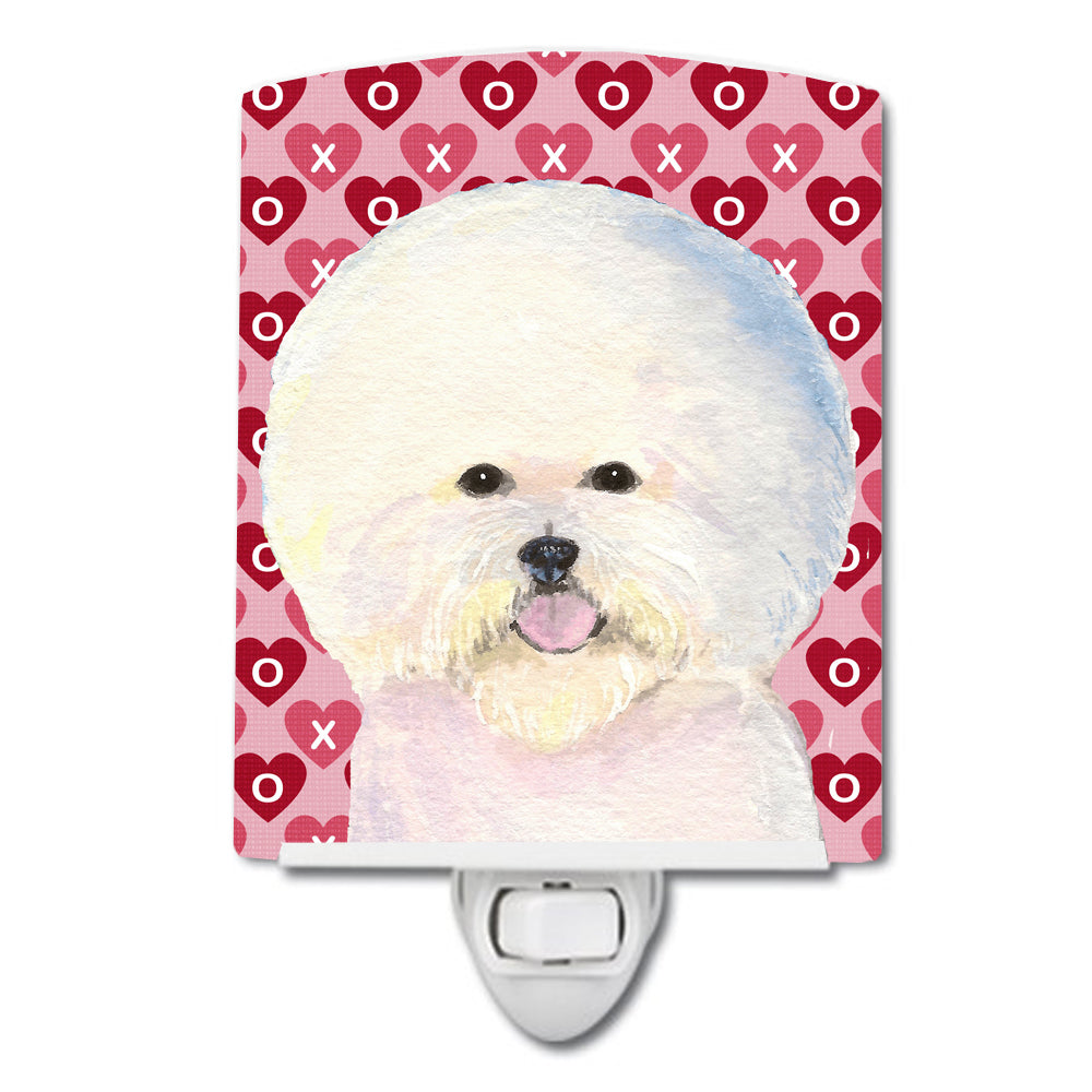 Bichon Frise Hearts Love and Valentine&#39;s Day Portrait Ceramic Night Light SS4526CNL - the-store.com