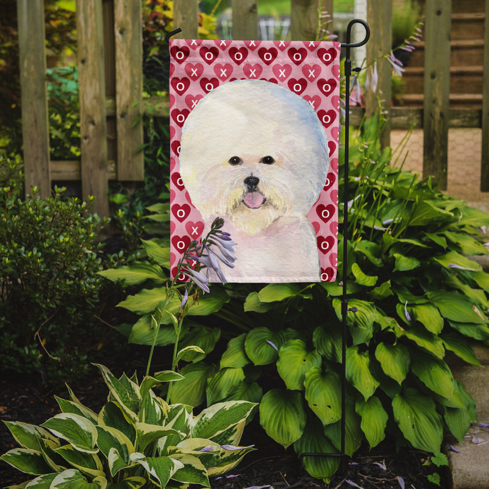 Bichon Frise Hearts Love and Valentine's Day Portrait Flag Garden Size