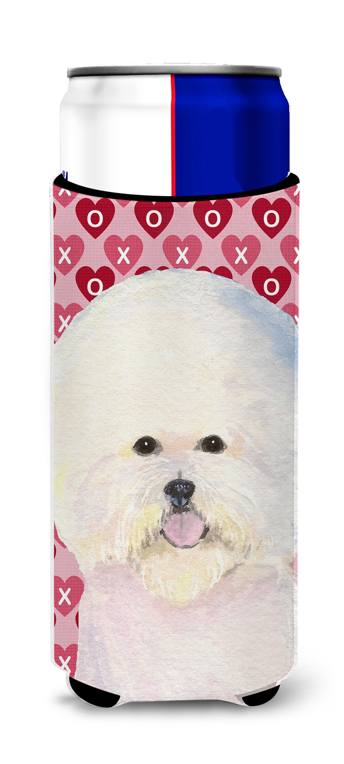 Bichon Frise Hearts Love and Valentine&#39;s Day Portrait Ultra Beverage Insulators for slim cans SS4526MUK.