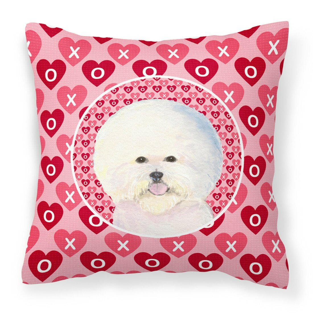 Bichon Frise Hearts Love and Valentine&#39;s Day Portrait Fabric Decorative Pillow SS4526PW1414 by Caroline&#39;s Treasures