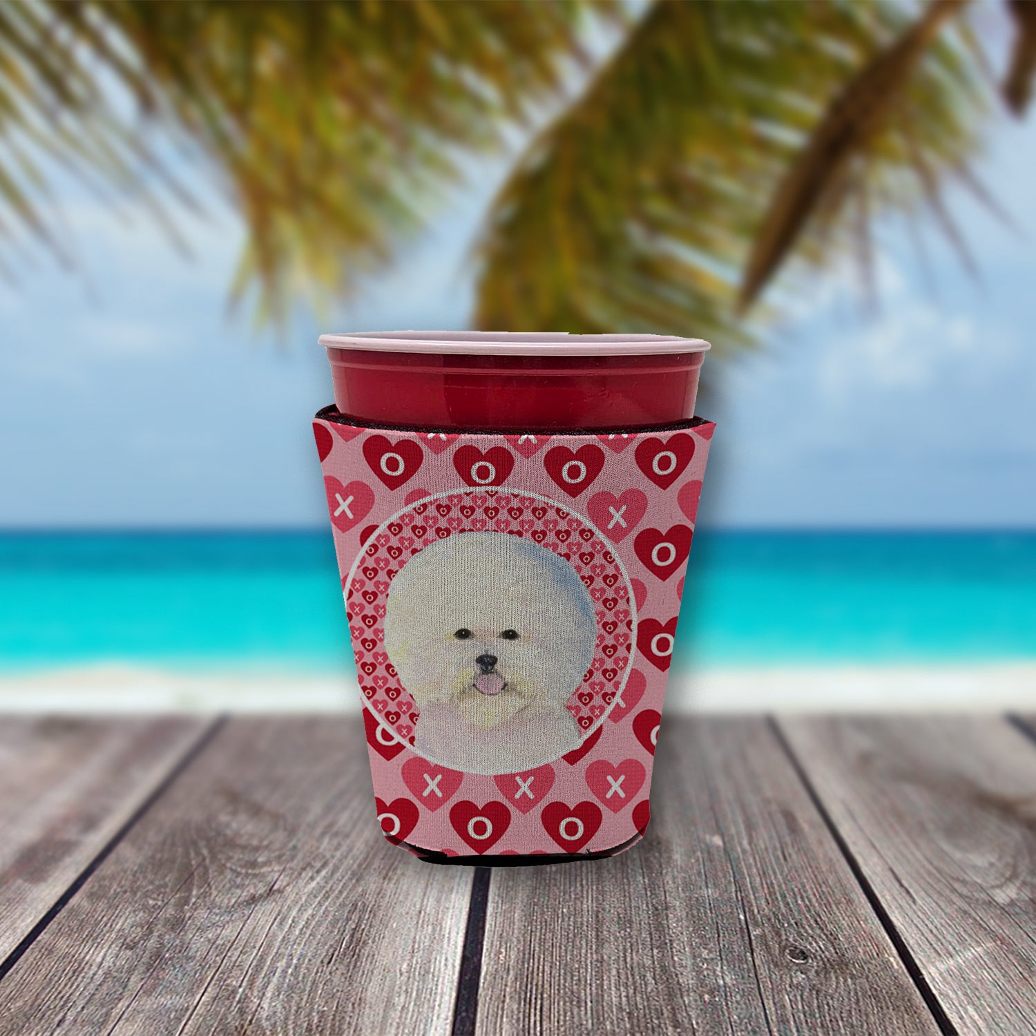 Bichon Frise  Red Cup Beverage Insulator Hugger  the-store.com.