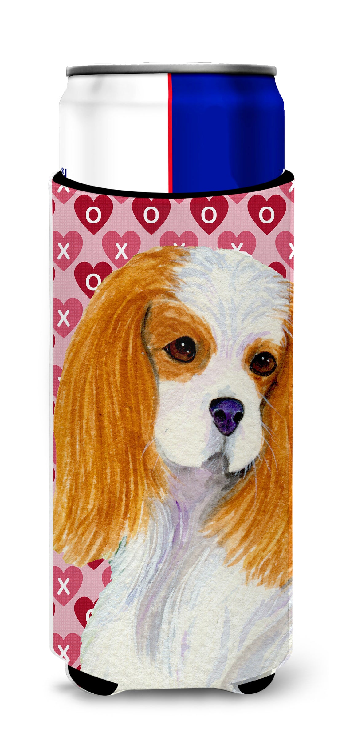 Cavalier Spaniel Hearts Love and Valentine's Day Portrait Ultra Beverage Insulators for slim cans SS4527MUK.