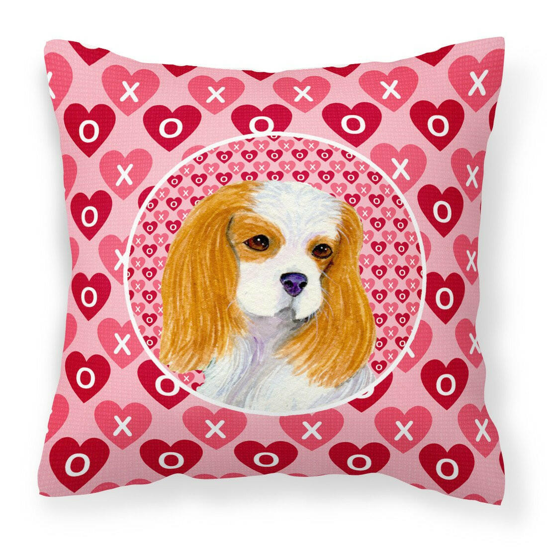 Cavalier Spaniel Hearts Love and Valentine&#39;s Day Portrait Fabric Decorative Pillow SS4527PW1414 by Caroline&#39;s Treasures