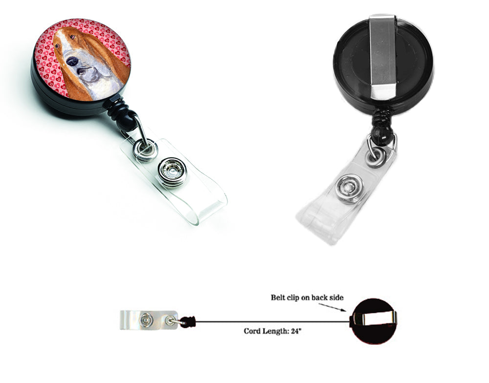 Basset Hound Love Retractable Badge Reel or ID Holder with Clip.