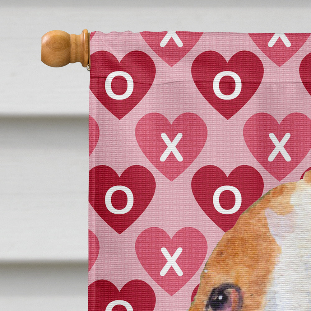Basset Hound Hearts Love and Valentine's Day Portrait Flag Canvas House Size