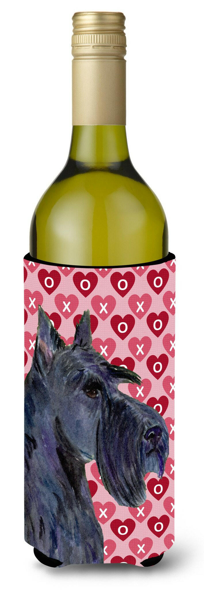 Scottish Terrier Hearts Love Valentine&#39;s Day Portrait Wine Bottle Beverage Insulator Beverage Insulator Hugger by Caroline&#39;s Treasures