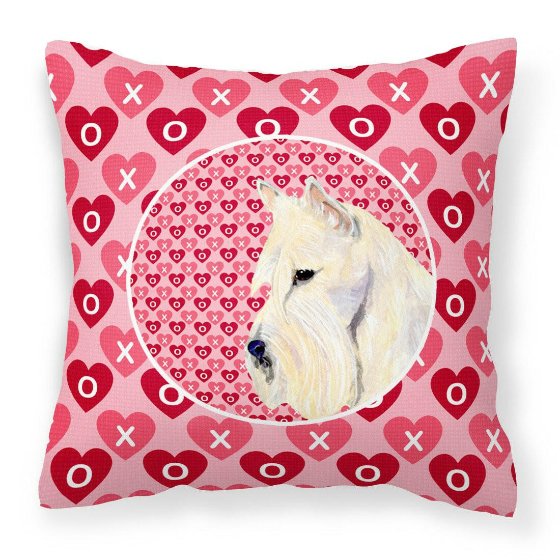 Scottish Terrier Hearts Love Valentine&#39;s Day Portrait Fabric Decorative Pillow SS4530PW1414 by Caroline&#39;s Treasures