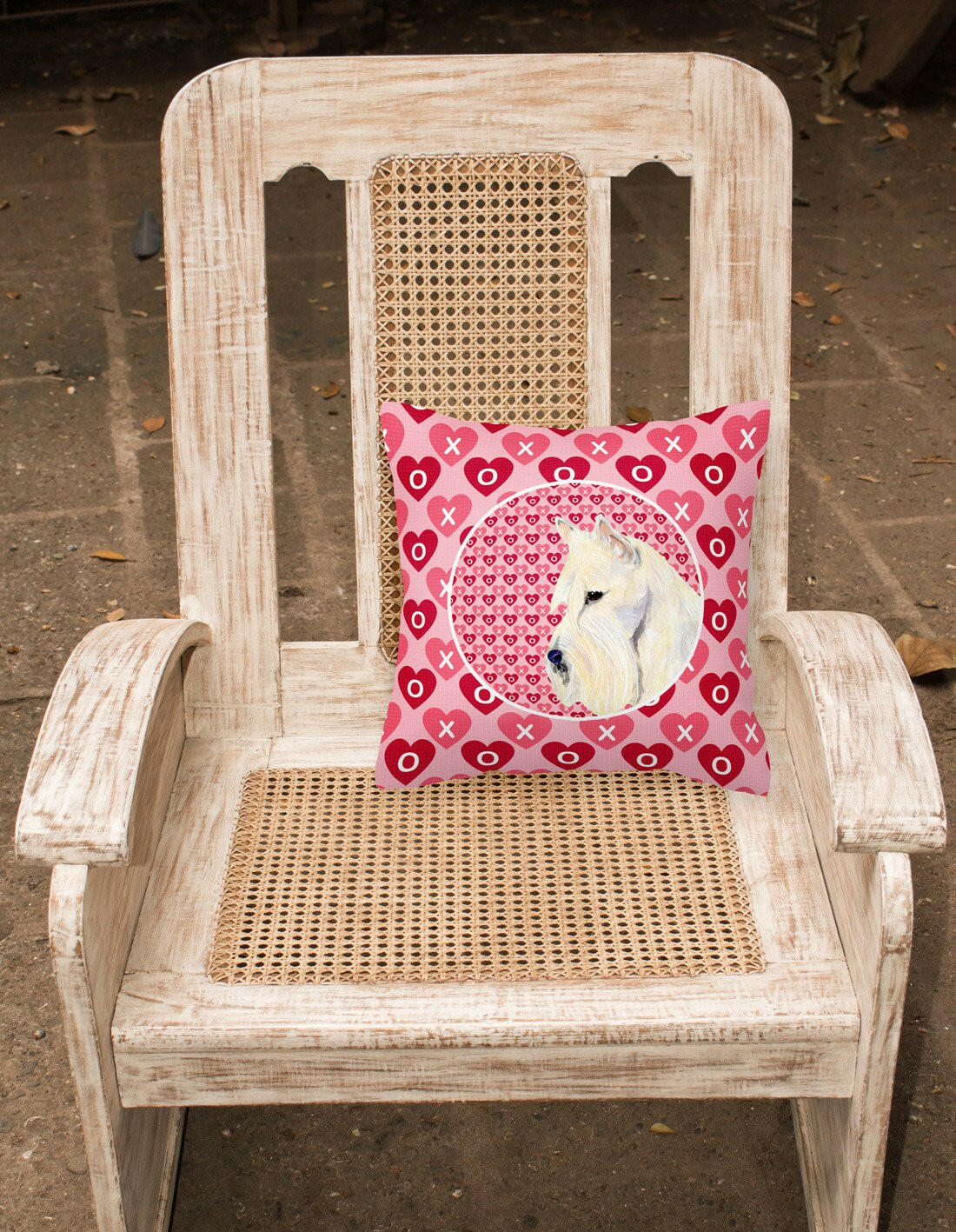 Scottish Terrier Hearts Love Valentine's Day Portrait Fabric Decorative Pillow SS4530PW1414 by Caroline's Treasures