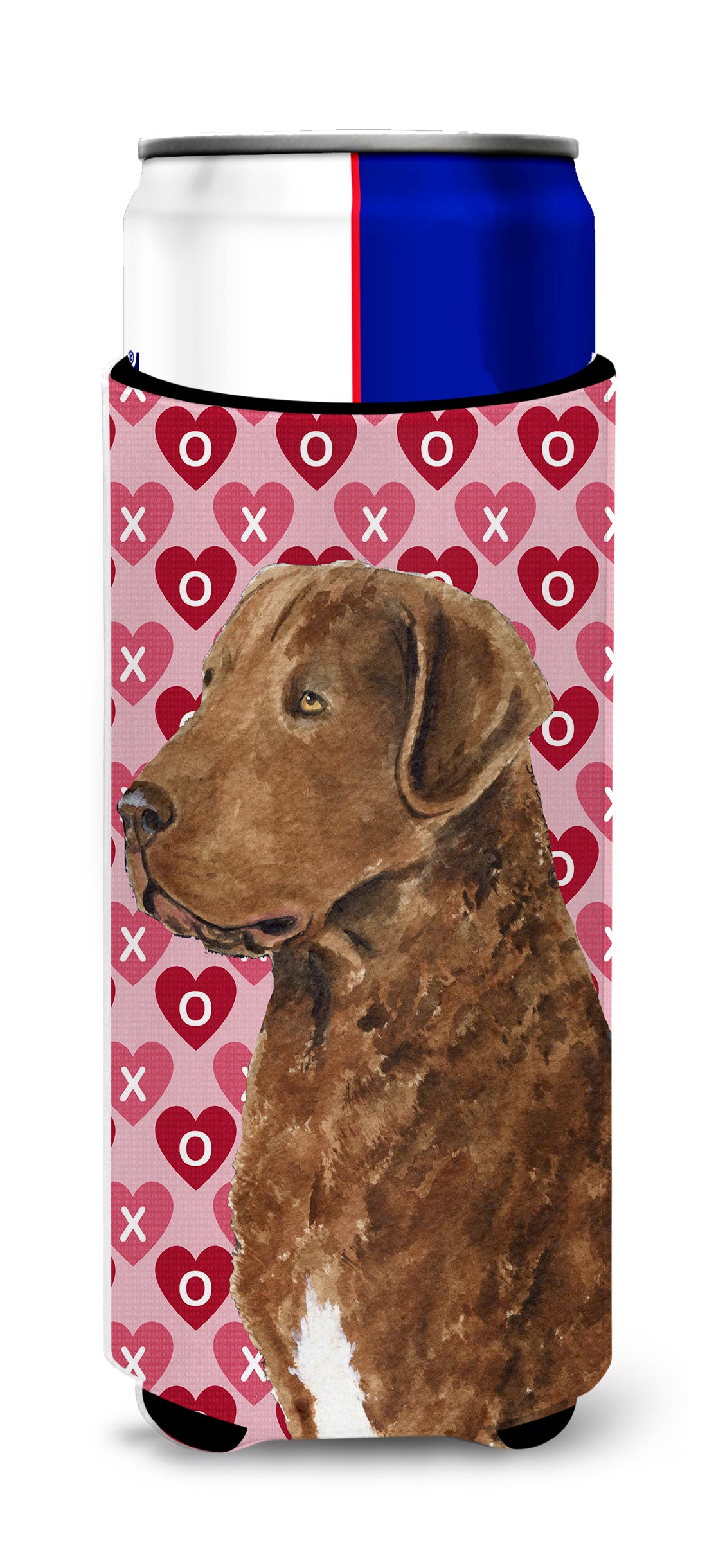 Chesapeake Bay Retriever Hearts Love and Valentine's Day Ultra Beverage Insulators for slim cans SS4531MUK.