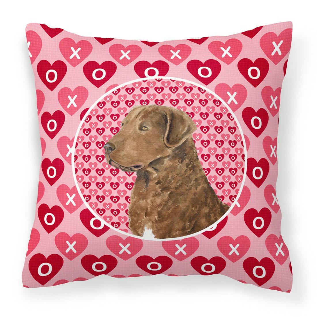 Chesapeake Bay Retriever Hearts Love and Valentine&#39;s Day Fabric Decorative Pillow SS4531PW1414 by Caroline&#39;s Treasures