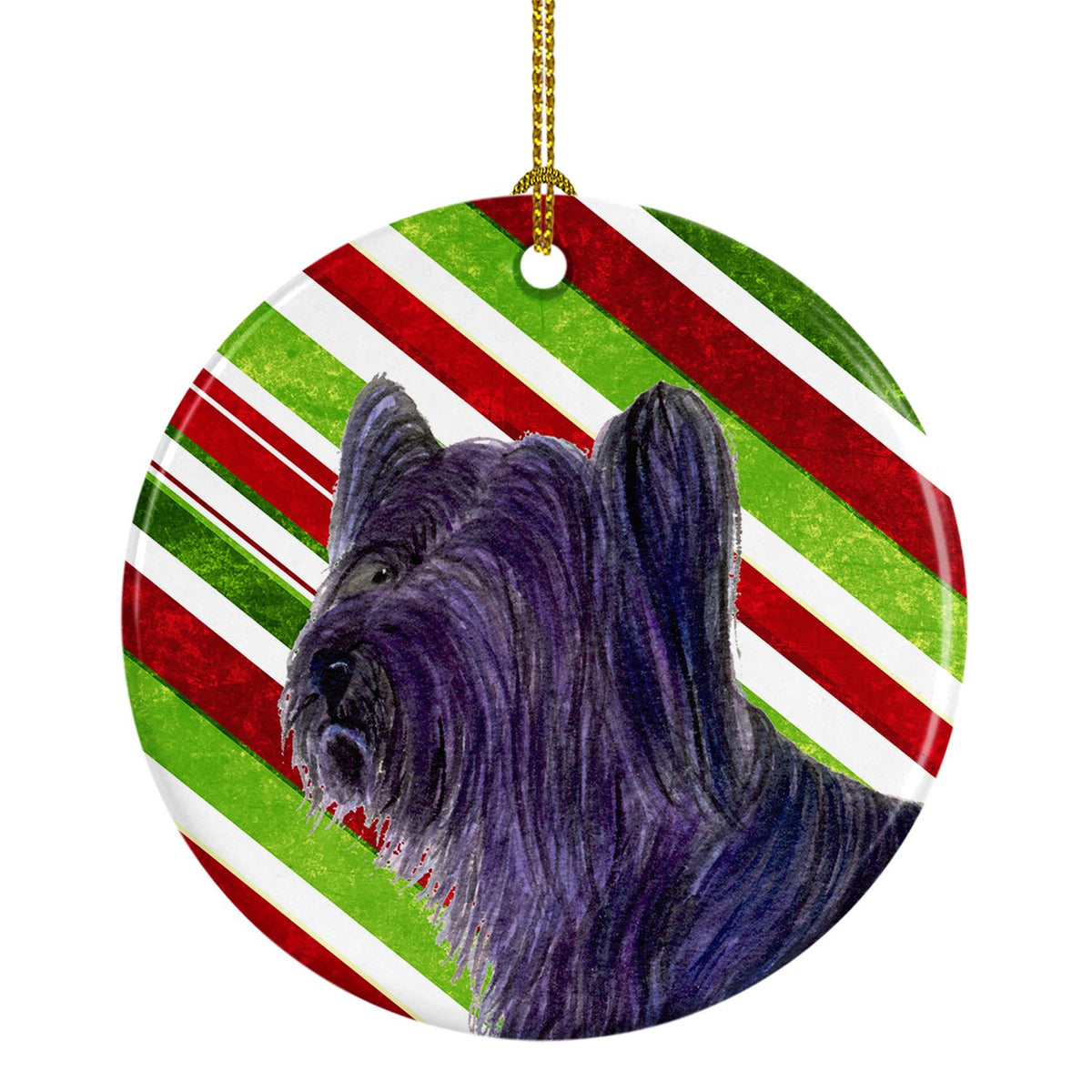 Skye Terrier Candy Cane Holiday Christmas Ceramic Ornament SS4532 by Caroline&#39;s Treasures