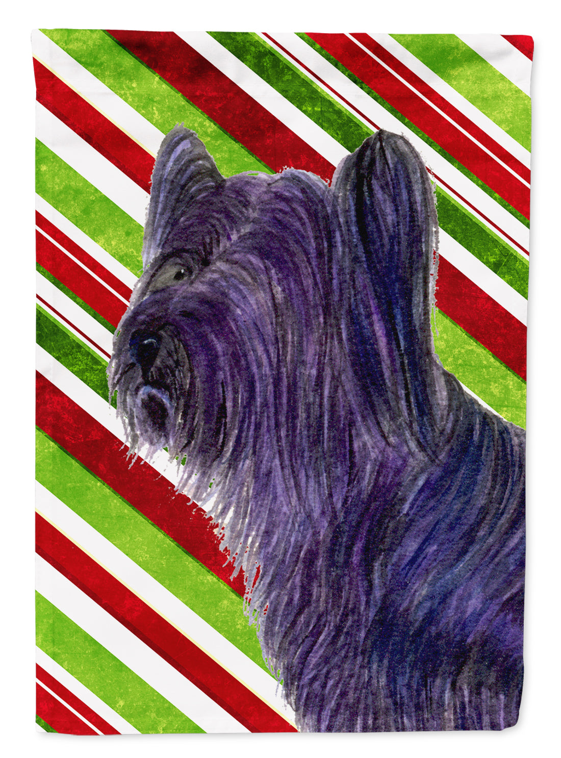 Skye Terrier Candy Cane Holiday Christmas Flag Canvas House Size