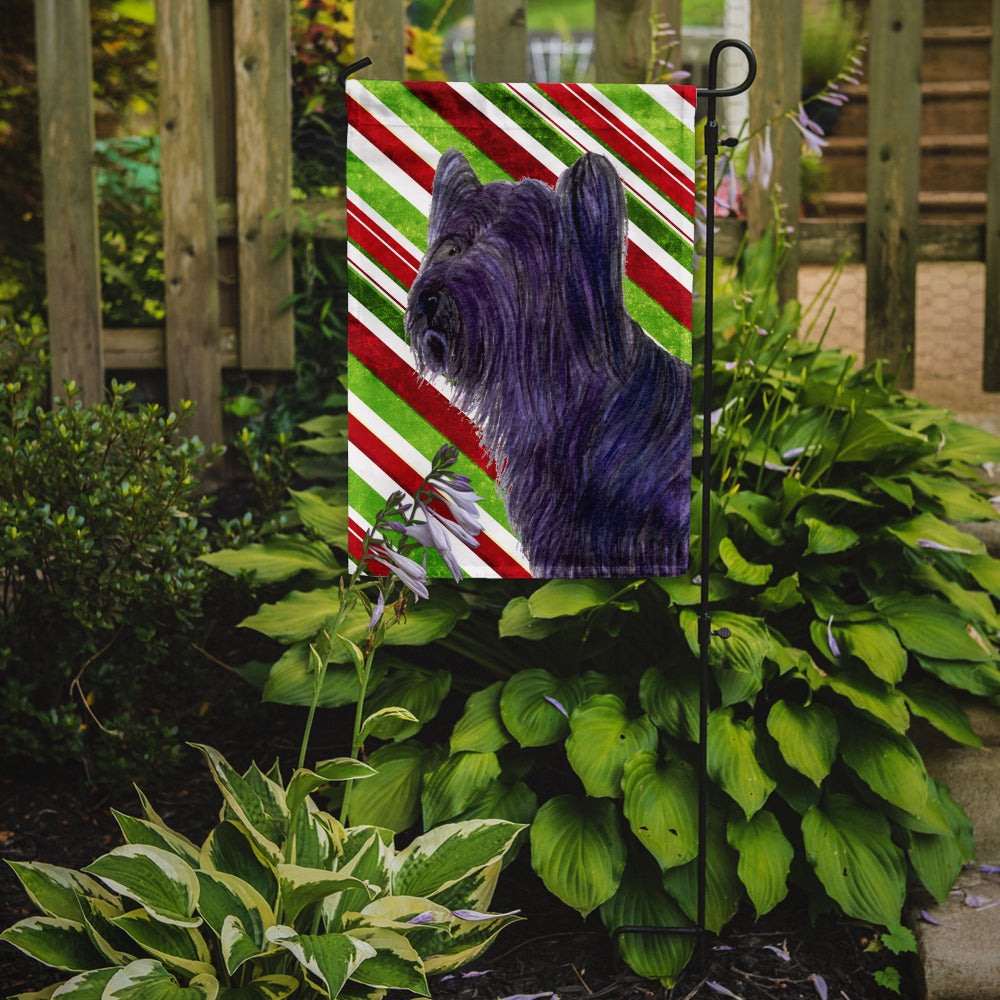 Skye Terrier Candy Cane Holiday Christmas Flag Garden Size