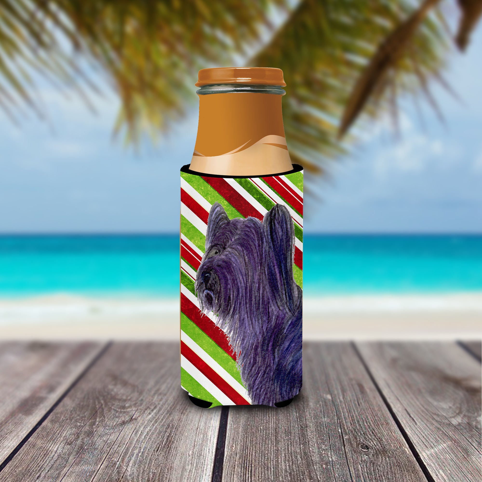 Skye Terrier Candy Cane Holiday Christmas Ultra Beverage Insulators for slim cans SS4532MUK.
