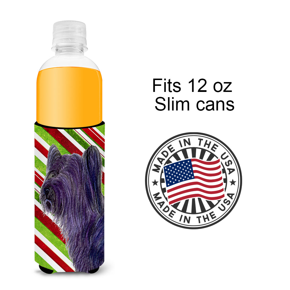 Skye Terrier Candy Cane Holiday Christmas Ultra Beverage Insulators for slim cans SS4532MUK