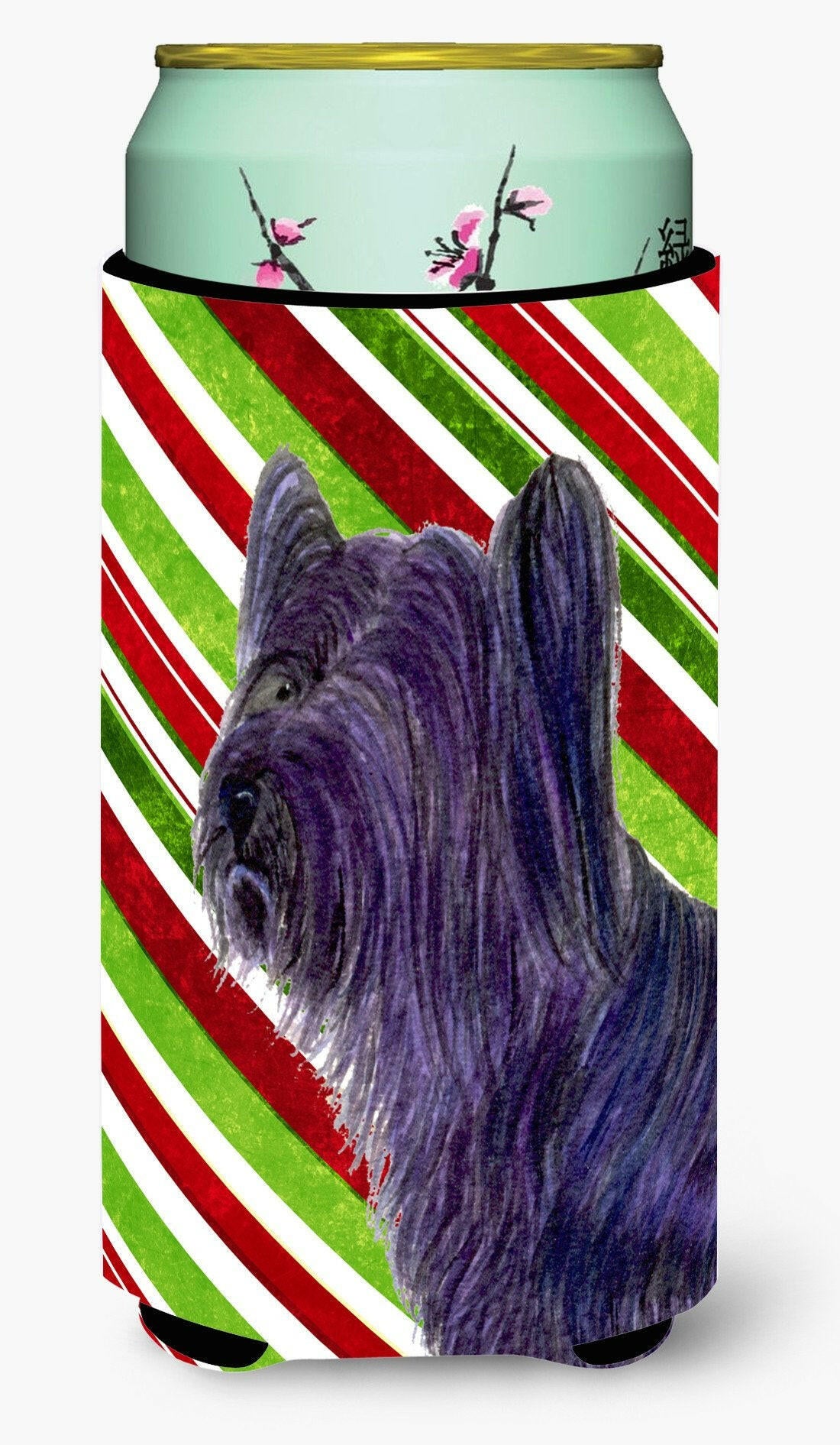Skye Terrier Candy Cane Holiday Christmas  Tall Boy Beverage Insulator Beverage Insulator Hugger by Caroline&#39;s Treasures