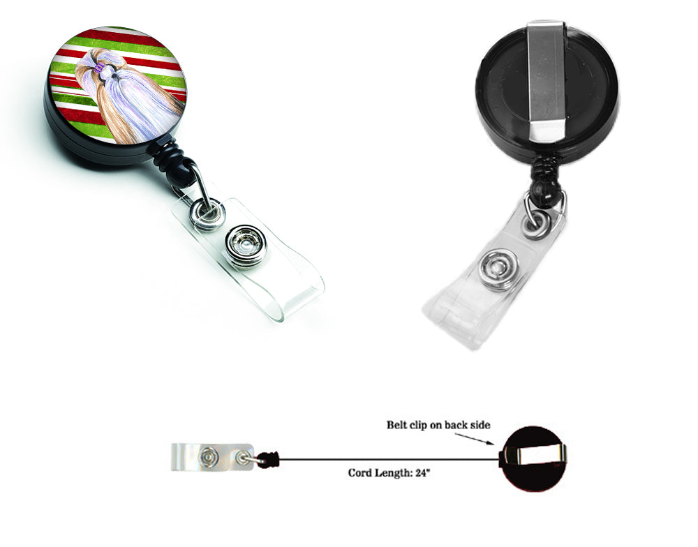 Shih Tzu Candy Cane Holiday Christmas Retractable Badge Reel SS4534BR  the-store.com.