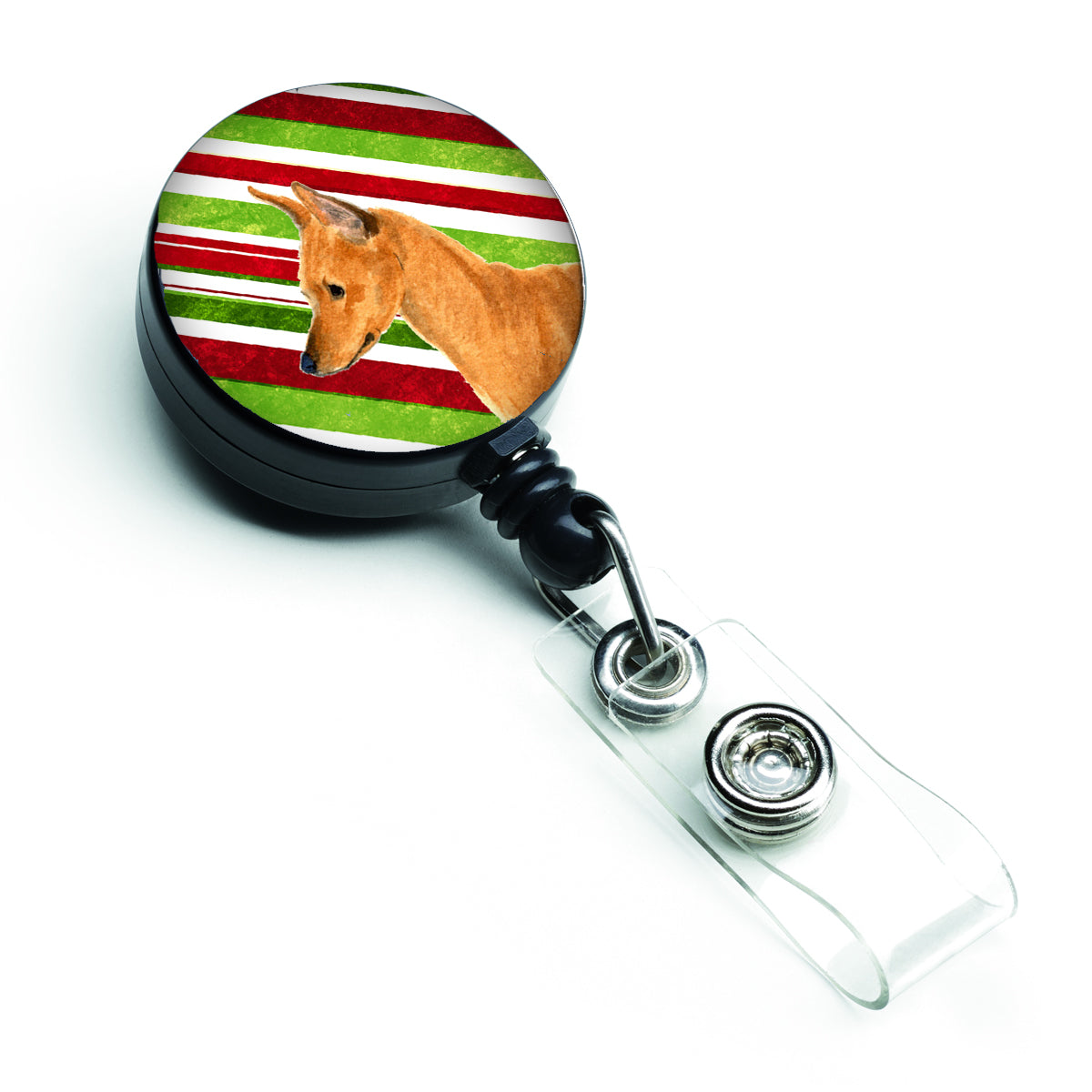 Min Pin Candy Cane Holiday Christmas Retractable Badge Reel SS4535BR