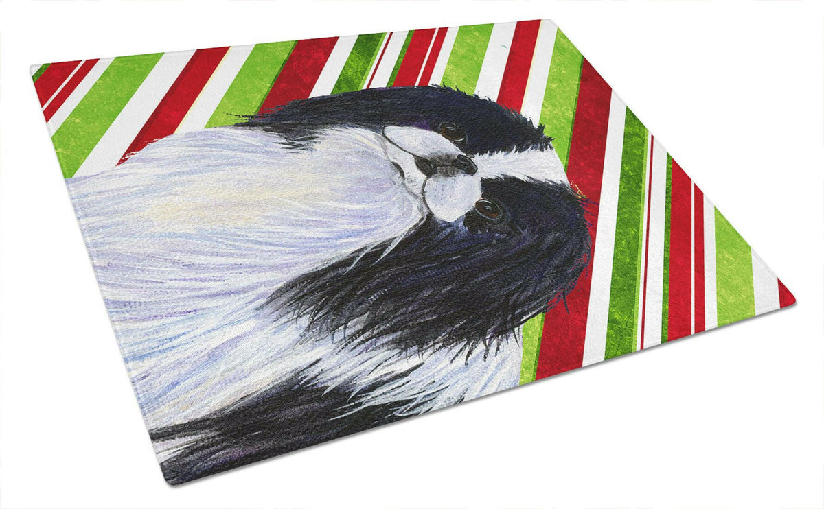 Japanese Chin Candy Cane Holiday Christmas Glass Cutting Board Large by Caroline&#39;s Treasures